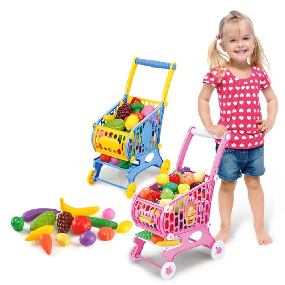 Мини дети Handcart Моделирование небольшой супермаркет корзина тележка игрушка