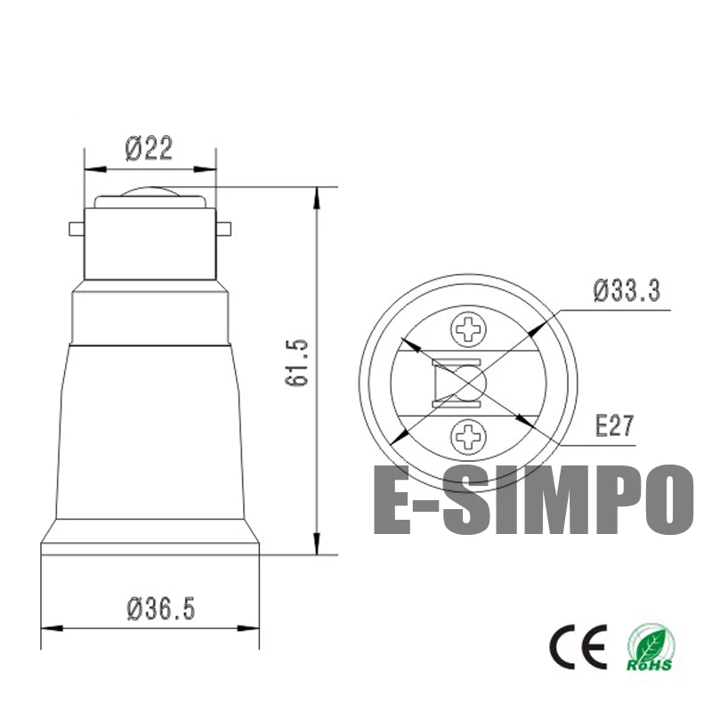 4 шт. адаптер цоколя лампы B22 E27 штыковая крышка от до ES Edison CE Rohs E27Lamp Hold|b22 to e27|edison