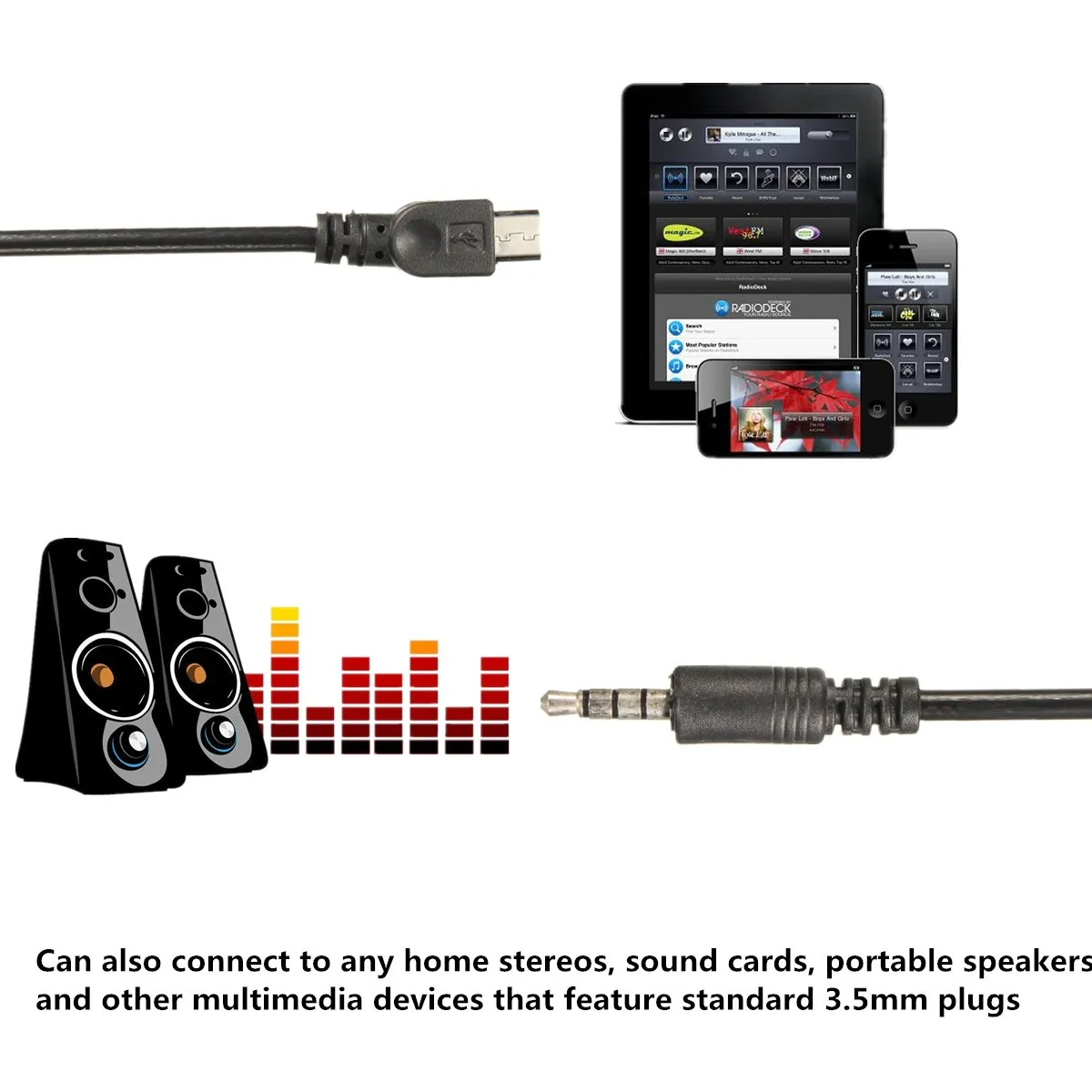 LEORY 40cm Micro USB 2.0 to 3.5mm AUX Автомобильный Разъем Аудио Кабель Шнур Для Мобильного