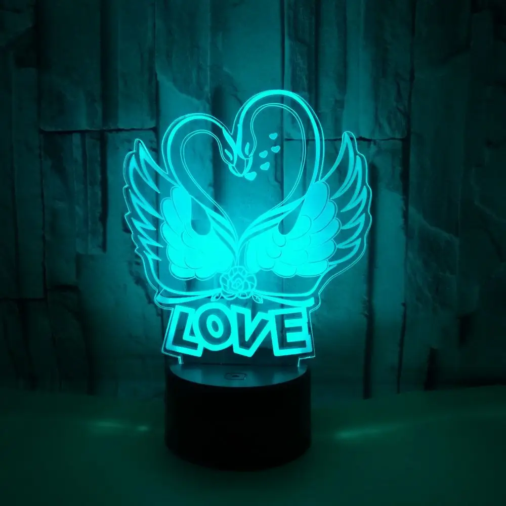 3d лампа Swan Love цветная сенсорная светодиодная визуальная подарочное украшение