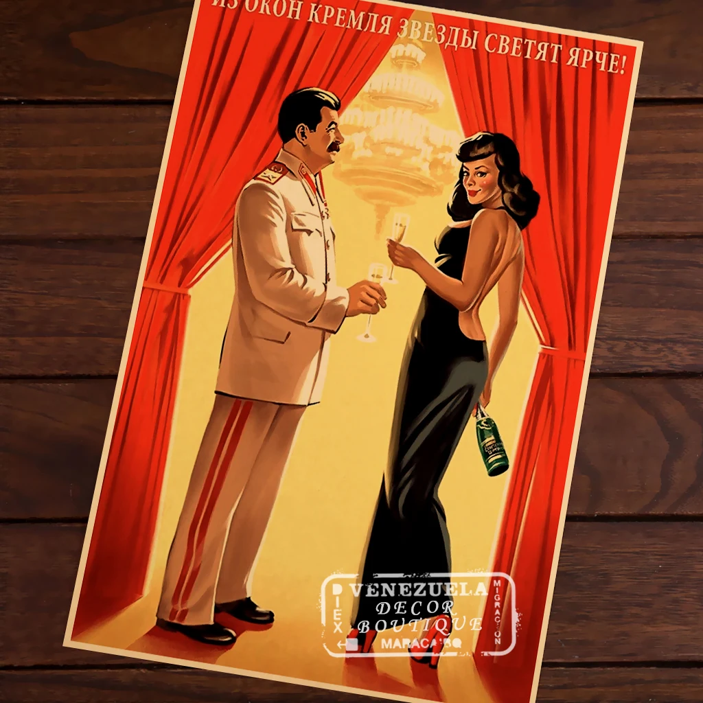 Черное платье Джозефа Сталина красивый сексуальный крутой постер в стиле СССР