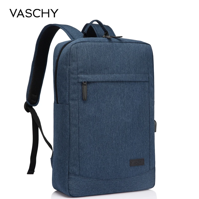 VASCHY Анти-Вор 17 дюймов рюкзак для ноутбука с usb зарядным портом легкий тонкий бизнес компьютерный рюкзак с водонепроницаемой крышкой - Цвет: Синий