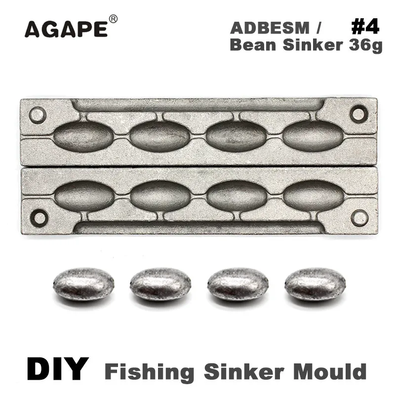 Агапэ DIY рыболовные бобовые грузила плесень ADBESM/#4 бобовые грузила 36 г 4 полости