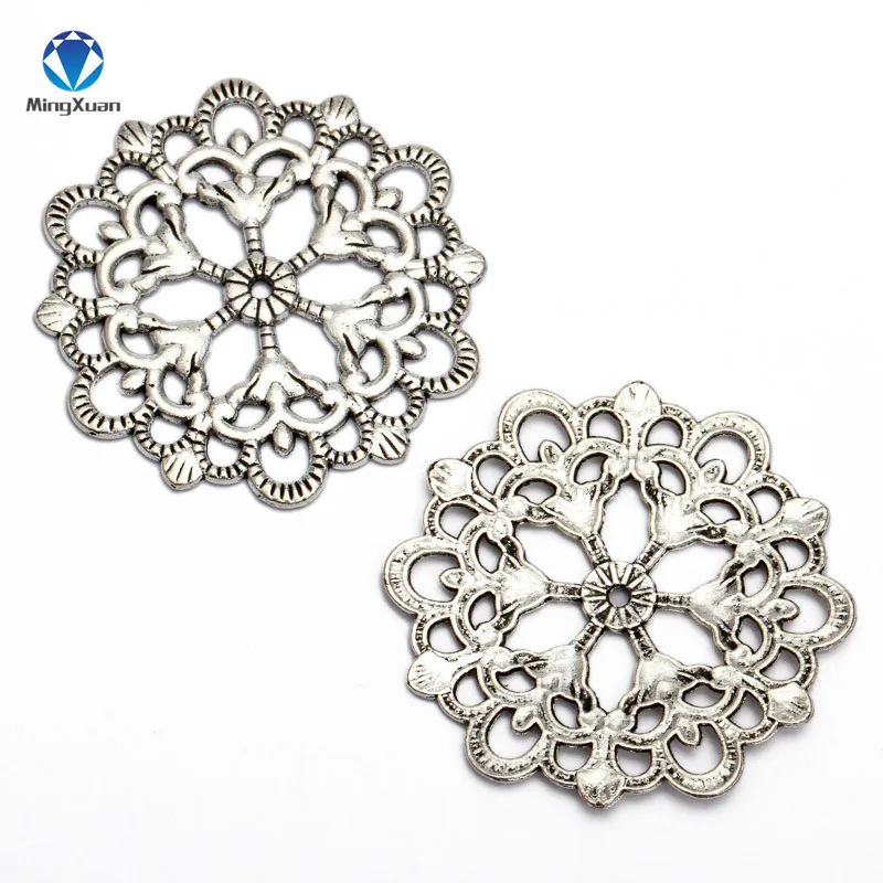 Antique Silver MINGXUAN 20 шт./лот античная бронза 29 мм круглый цветочный мотив Подвески хорошее качество и Diy ювелирных изделий Компоненты - Цвет: Antique Silver