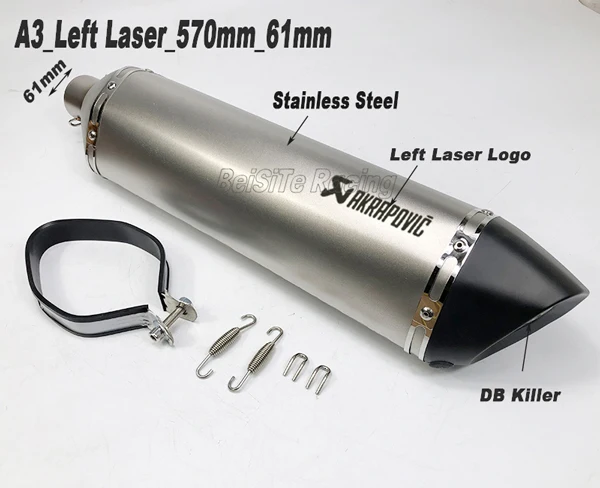 A3 Left Laser 61mm Левый и правый 51 мм 61 мм мотоцикл Akrapovic глушитель универсальный мотоцикл скутер глушитель побега с DB Killer - Цвет: A3 Left Laser 61mm