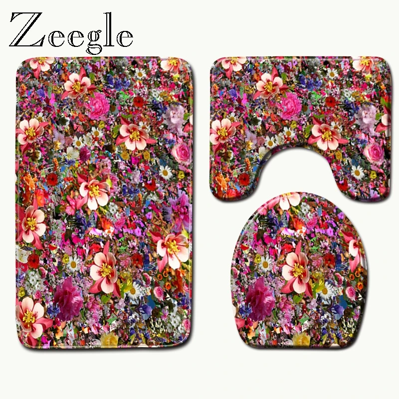 

Zeegle 3D коврик для ванной комнаты, душевой комнаты, коврик, крышка для унитаза, напольные коврики для ванной комнаты, коврики из микрофибры для...