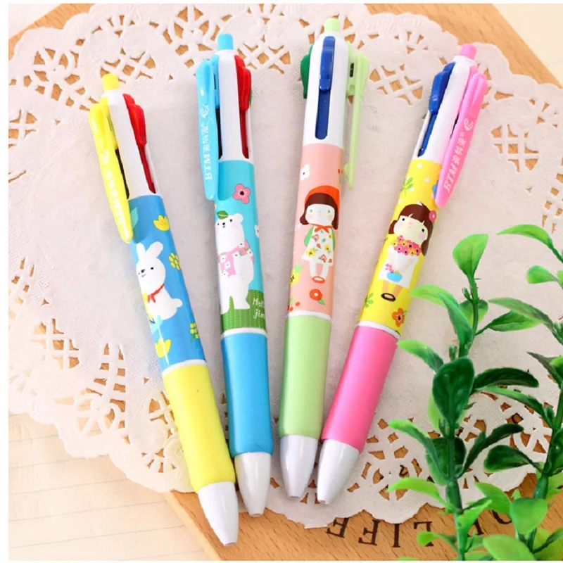10pcs Apron girls four - color ballpoint pen creative stationery cartoon press the ball point | Канцтовары для офиса и дома