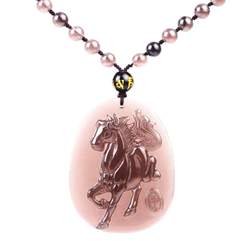 Натуральный лед ручной резной лошадь удачи кулон ожерелье|carved pendant|natural pendantnecklace