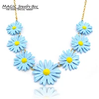 painting colorful daisy flower pendant necklaces women gold chain choker statement necklace female jewelry party party gift
