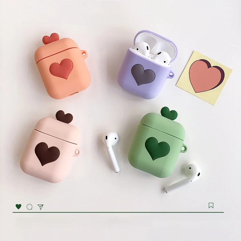 Силиконовый чехол с милым сердечком для Apple Airpods, защитный чехол, Bluetooth, беспроводной чехол для наушников, чехол для зарядки