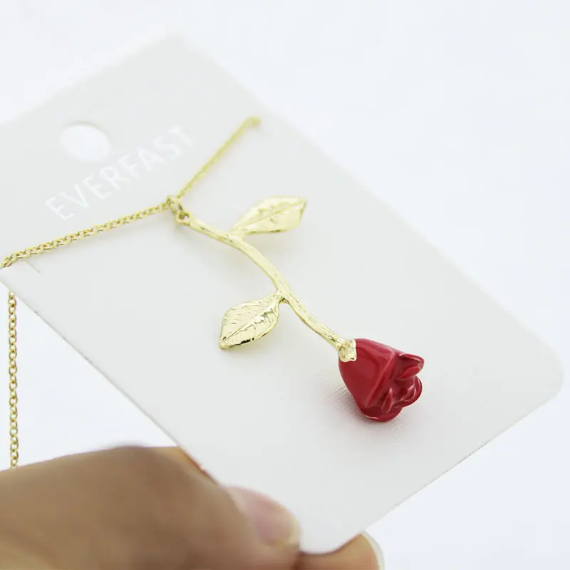 1 шт. Женская цепочка с подвеской в виде красной розы|Цепочки| |