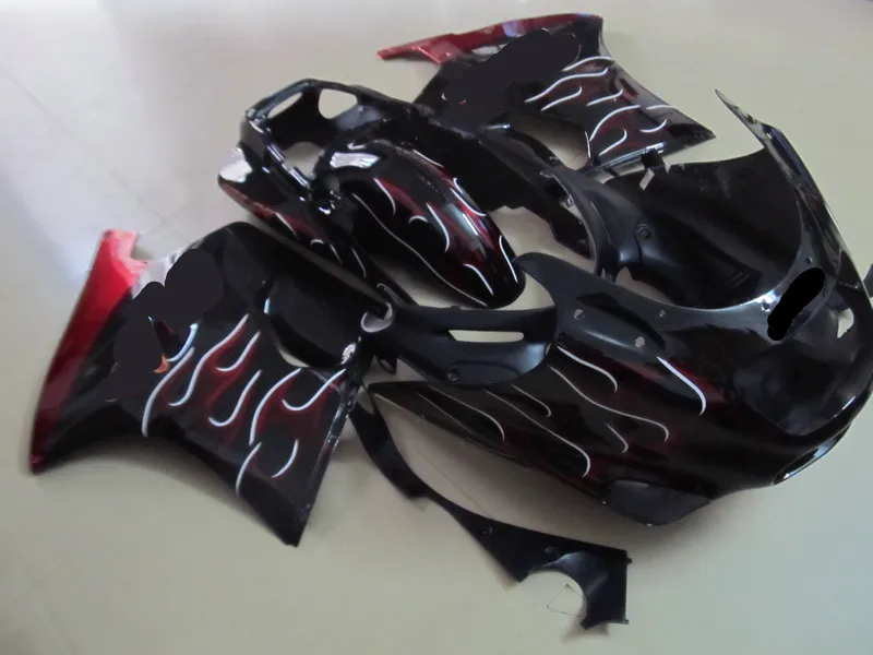 ABS Fairing kit for KAWASAKI Ninja ZZR1100D 93 00 01 03 ZZR 1100 ZX11 1993 2001 2003 Flames red black Fairings set+Gifts KW01 | Автомобили