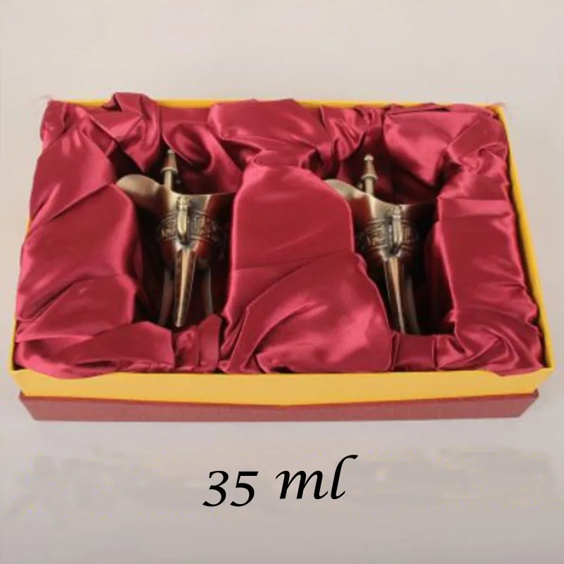 35ml 2 pcs Свадебный праздник вина чашки античная бронза медный сплав Кубок Древний китайский император питьевой кружка подарки стакан для ликера - Цвет: 35ml 2 pcs