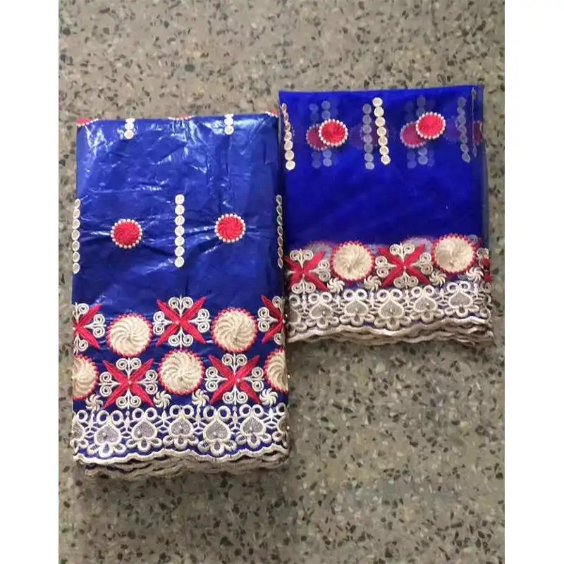 

wholesale price African Bazin Riche fabric with Embroidery lace for dress African lace fabric 5+2Yards free shipping