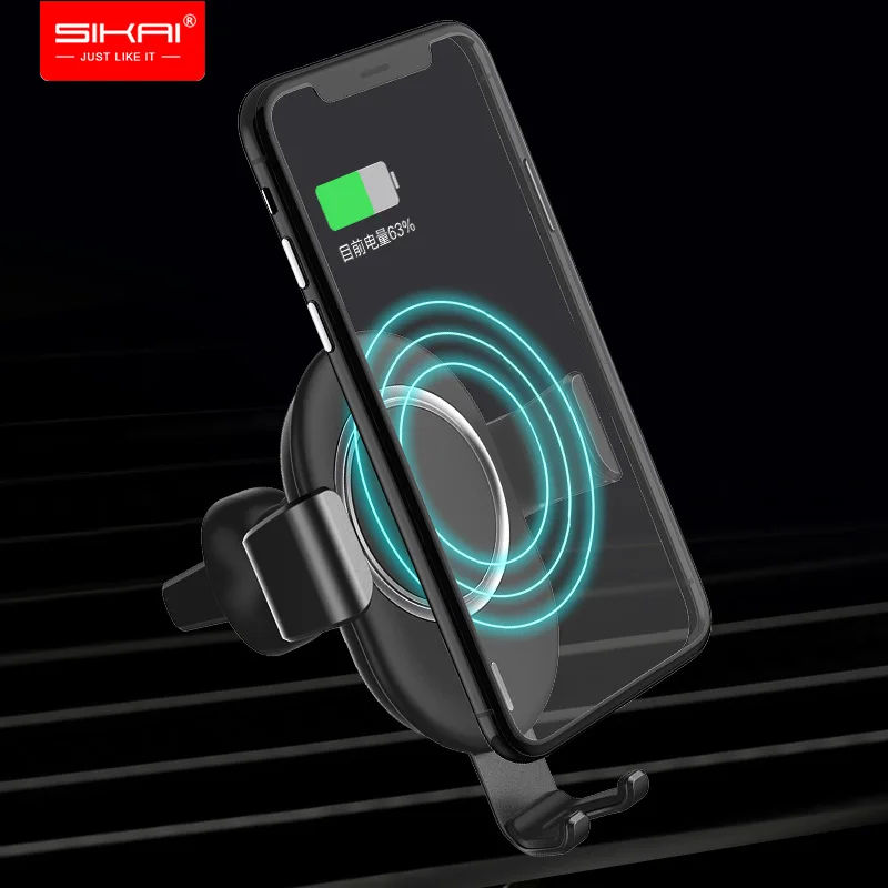SIKAI Qi автомобиля Беспроводной Зарядное устройство индукции для iPhone Xs XR samsung S10