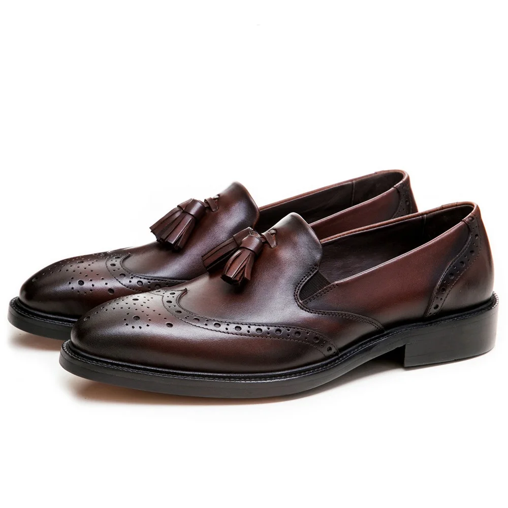 Fashion black / brown tan mens wedding shoes genuine leather loafers dress formal work with tassel | Обувь