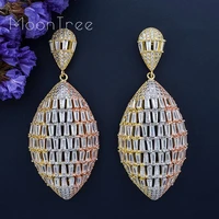moontree 3 tone luxury geometry full mirco paved cubic zirconia naija wedding earring fashion jewelry for women