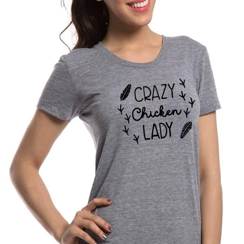 Женские летние уличные Топы Crazy Chicken Забавные футболки tumblr гранж эстетические