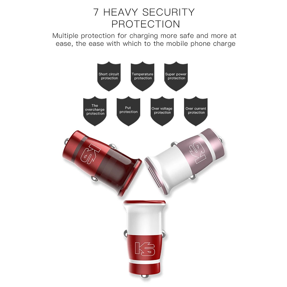 KEYSION Mini 3.1A USB Автомобильное зарядное устройство двойной мобильный телефон