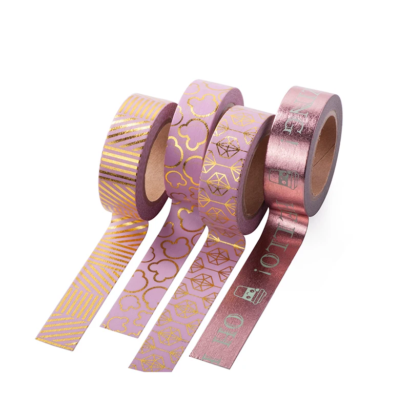 

Pink & Green Foil Washi Tape 15mm*10m Kawaii Decoration Tools Hot stamping Diary Decorative Washi Tape Tearable Tapes