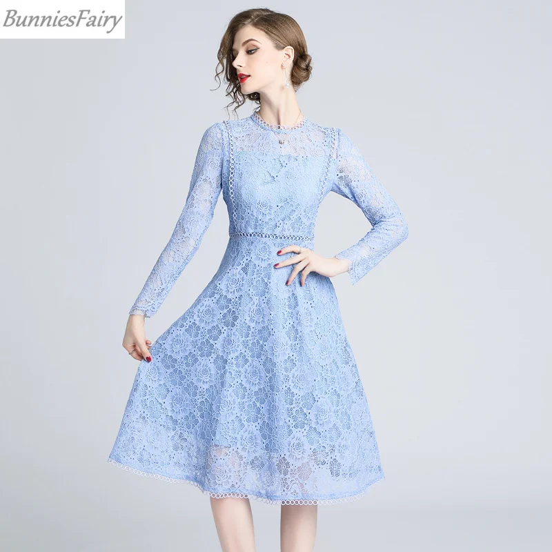 BunniesFairy 2019 весенние женские знаменитости сладкий элегантный голубой свежий
