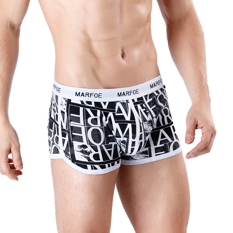 

New Boxer Men Cueca Patchwork Print Boxers Shorts Bulge Pouch Male Underpants Gay Clothing Mens Underwear Boxershorts Brand