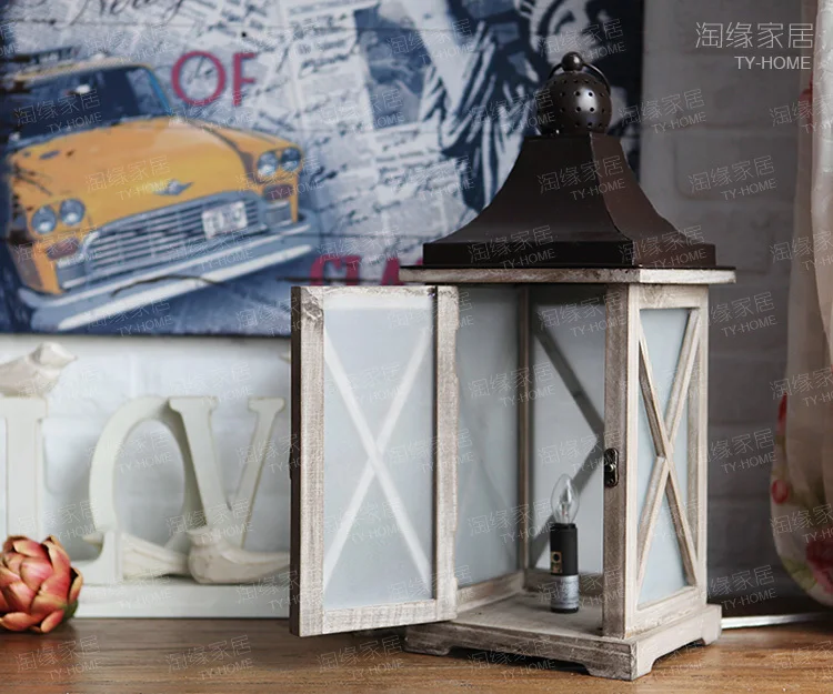 European American country furniture wood minimalist retro lantern lamp models for the old bedside | Дом и сад