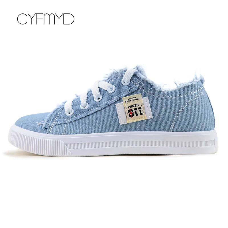 Women's Canvas Shoes Casual Lace-Up Denim Shoe Summer Tennis For Girl Flat Vulcanized Shoes White Women's Sneakers 2022