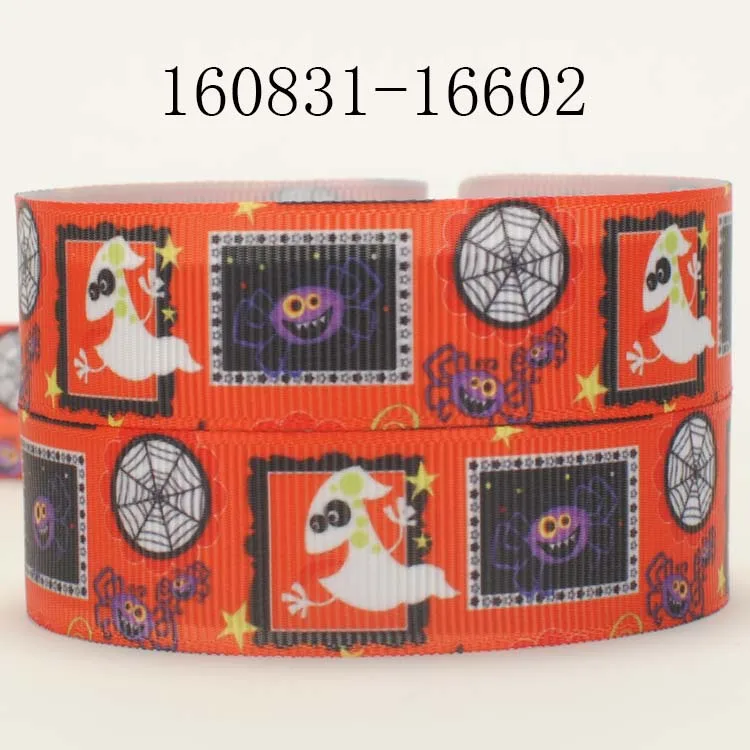 

NEW arrivals 50 yards orange Halloween pattern printed grosgrain ribbon