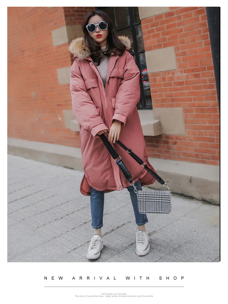 30 Degree Women Winter Coat Thick Warm Ladies Down Jacket Parkas Duck Cotton Large Real Fur Collar Long Female Overcoat