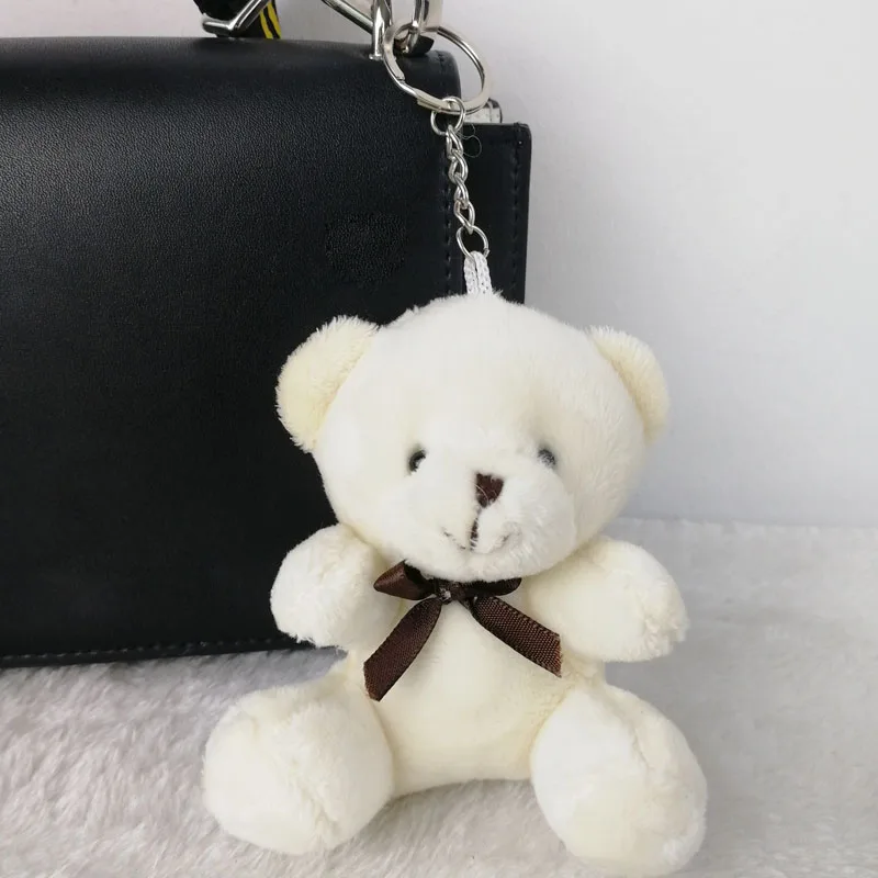 

2PCS Cute Cream Sitting Plush Teddy Bear 8cm Stuffed Toys Pendant For birthday Gifts By Phone Bag Keychain Box Gifts CMR037