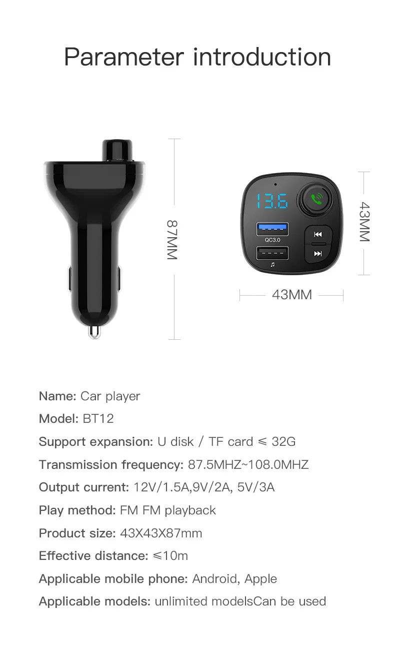 JINSERTA, fm-передатчик, модулятор, Bluetooth, гарнитура, автомобильный комплект, аудио, MP3 плеер, быстрая зарядка, 3,0, двойной USB, автомобильное зарядное устройство, TF Play
