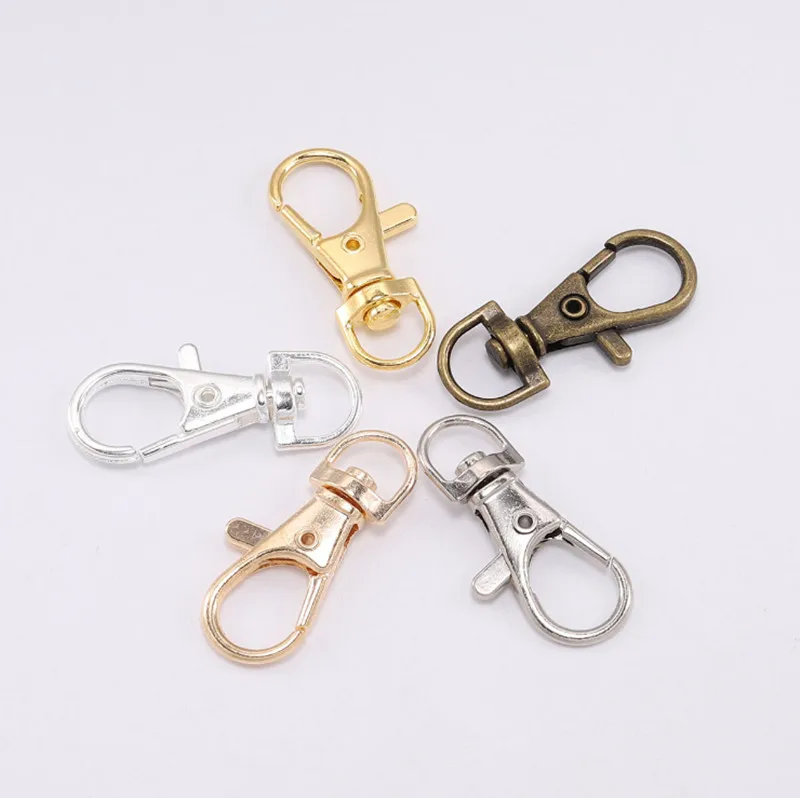 

10pcs 32x14/34x16/36x17mm Swivel Lobster Clasp Clips Key Hook Keychain Split Key Ring Findings Clasps For Keychains Making