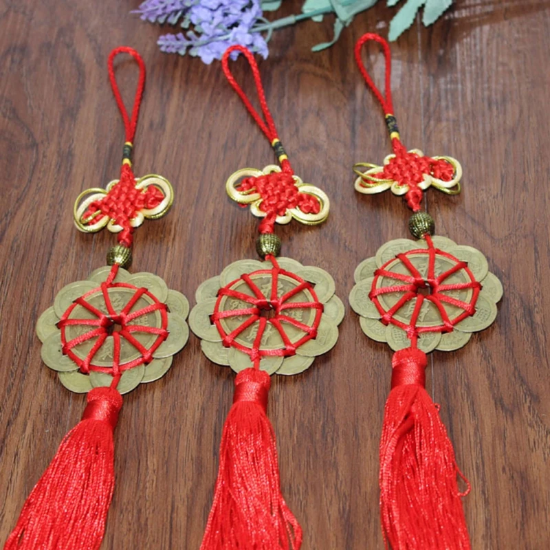 2019 10 Lucky Ancient Braided Handmade Chinese Knot Feng Shui Coins Prosperity Protection Good Fortune Home Car Decor | Автомобили и