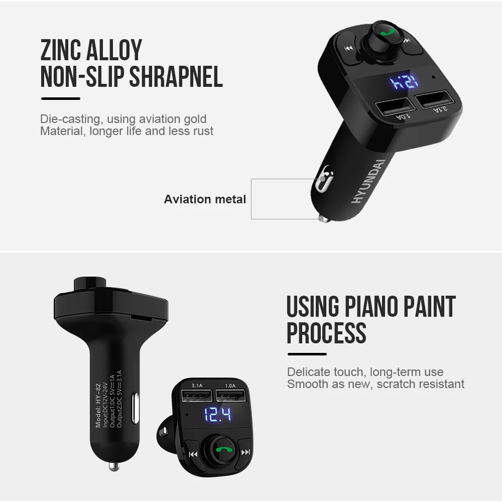 Vehemo 12 V-24 V Dual USB Автомобильное зарядное устройство Bluetooth автомобильный набор, свободные руки, MP3 FM стерео Универсальный Автомобильный громкой связи