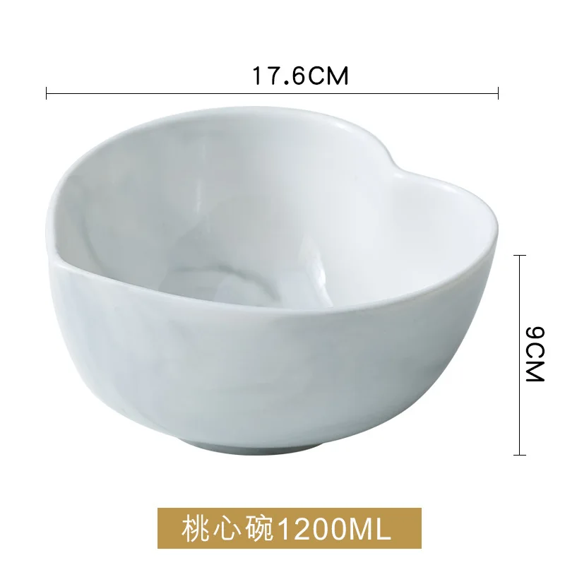 Soup Bowl L Мраморная тарелка в форме сердца, миска, ложка, набор, еда, десерт, салат, суп, рамен, миска для лапши, тарелка, керамическая посуда, Сервиз - Цвет: Soup Bowl L