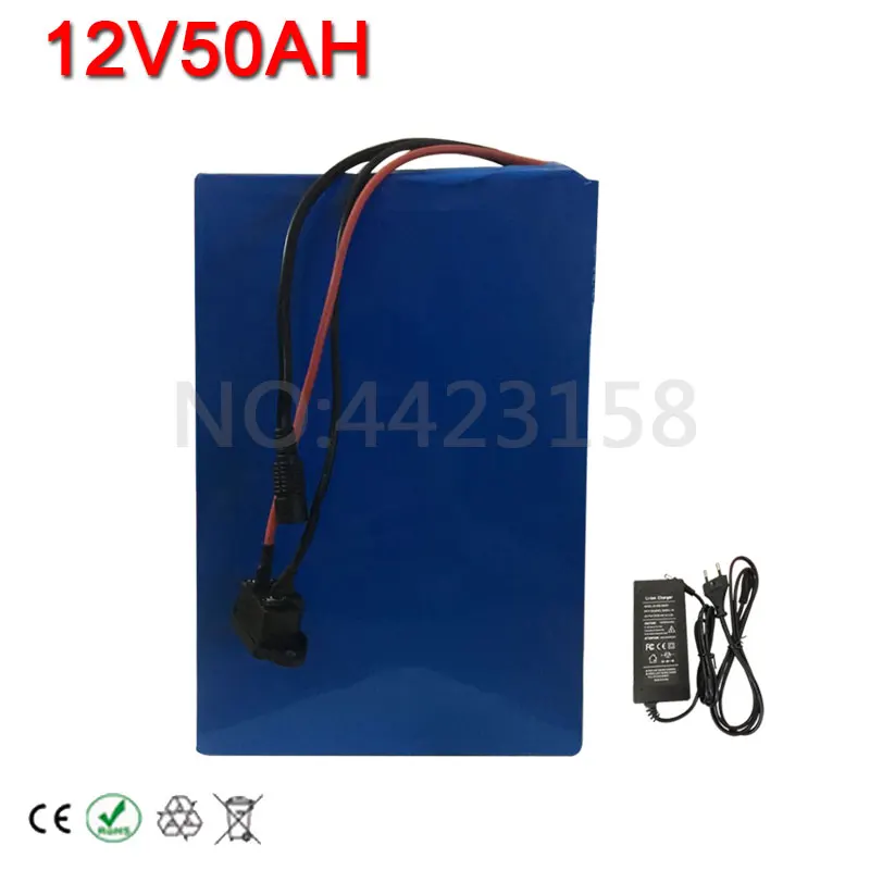 12V 50AH Электрический велосипед батарея литиевая 50000MAH литий ионный аккумулятор с 30A