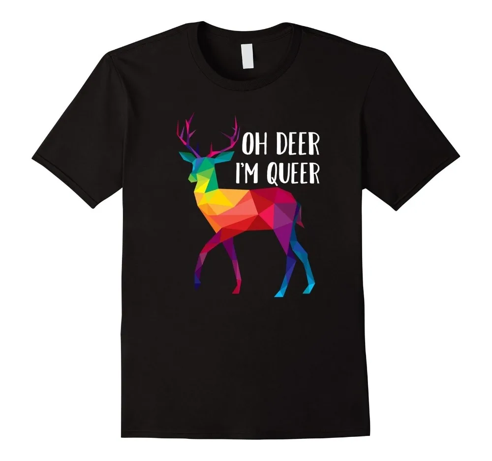 

T Shirts Fashion 2019 Mens Oh Deer I'm Queer - Funny Pun LGBT Rainbow Gay Pride T-Shirt Large Black T Shirts