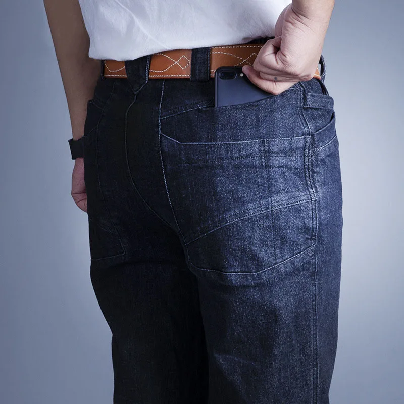 

Newly Men Jeans Tactical Jeans Warm Breathable Solid Color Wear-resistant Sweat Absorbing Multi-pockets Denim Pants DO99