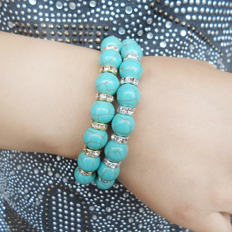 Новинка 2020 года! Браслет из круглого натурального камня с серебряным покрытием в