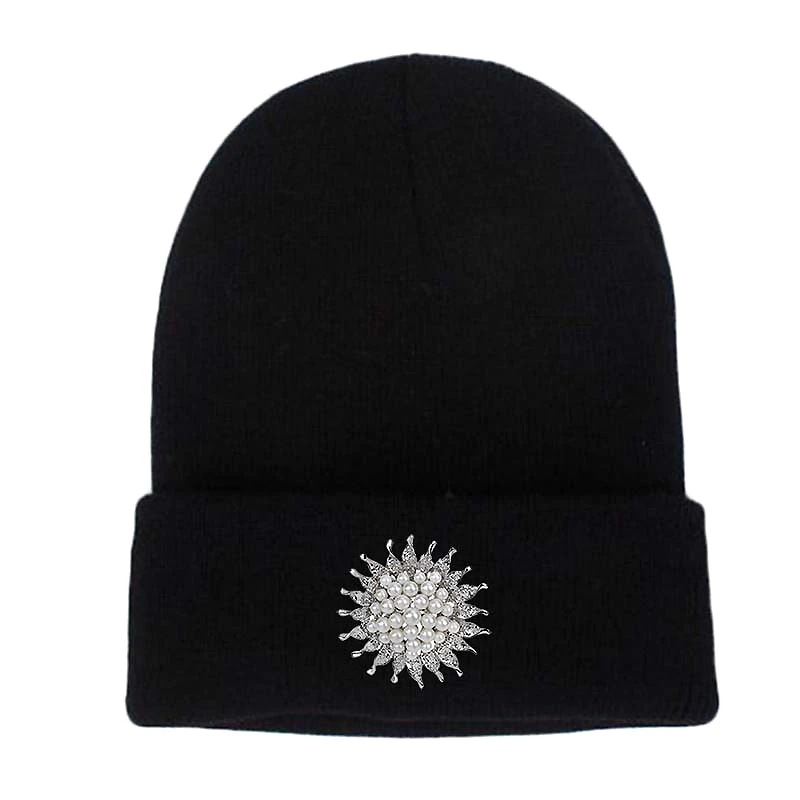 Модные Взрослые Skullies зимние вязаные шапки для женщин роскошный белый Сияющий
