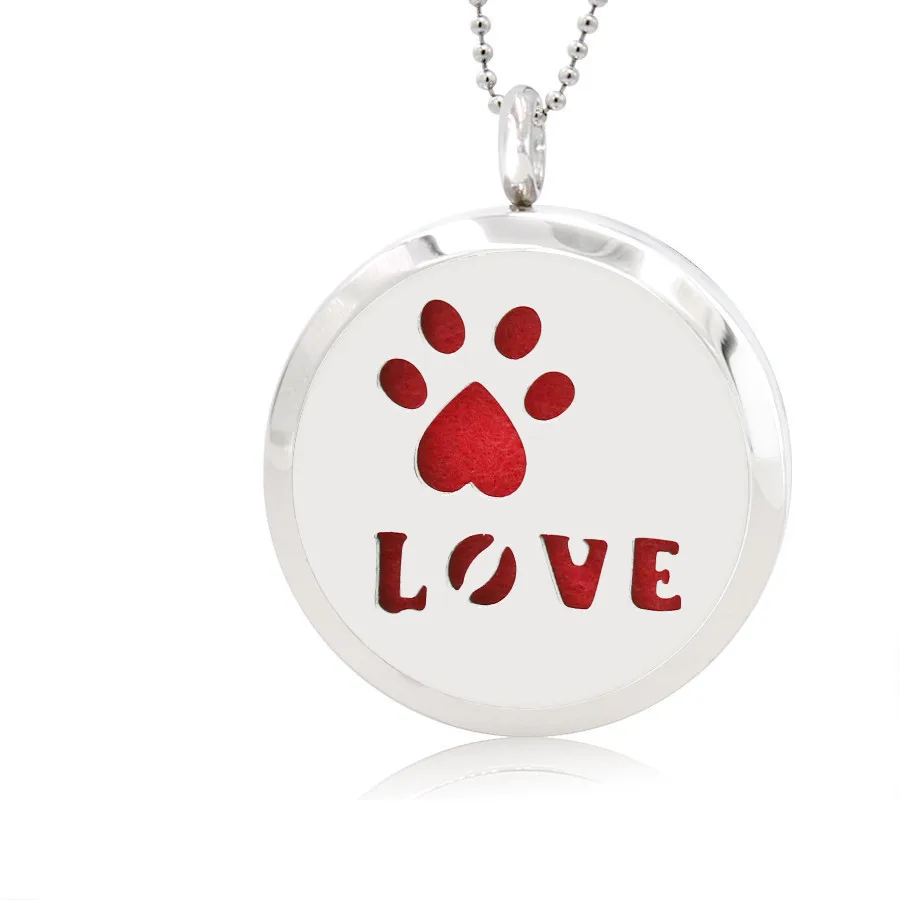 220 love paw Медальон из нержавеющей стали 316L, собака, кошка, медведь, лапа, черепаха, 30 мм, ароматерапия, магнитный медальон/твист, духи, подвеска-диффузор, отправка 10p подушечек - Окраска металла: 220 love paw