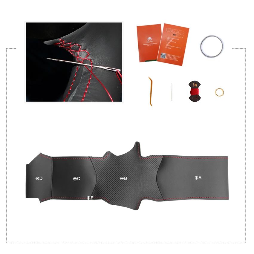 

MEWANT Hand-Stitched Soft Stitching Black Genuine Leather Car Steering Wheel Cover for Suzuki Swift Sport 2012-2017 Vitara S