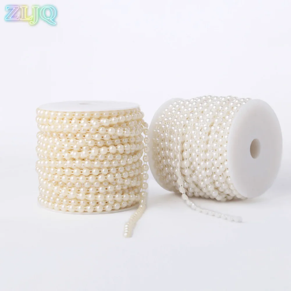 ZLJQ 25m Wedding Pearl Roll Garland 6mm Beads DIY Flowers Birthday Party Decoration Christmas Festival Event Supplies Gift 7D | Дом и сад