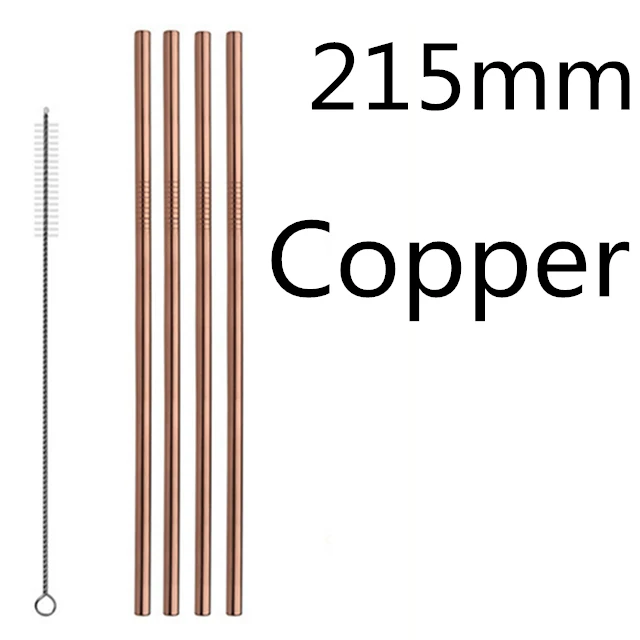 Copper 215 4 шт./компл. Многоразовые соломинкой Высокое качество 304 Нержавеющая сталь металлическая соломинка с чистящая щетка для кружек панели инструментов - Цвет: Copper 215