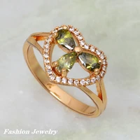 stylish heart rings for women green cubic zirconia yellow gold rings size 6 6 5 7 5 ar302 fashion jewelry