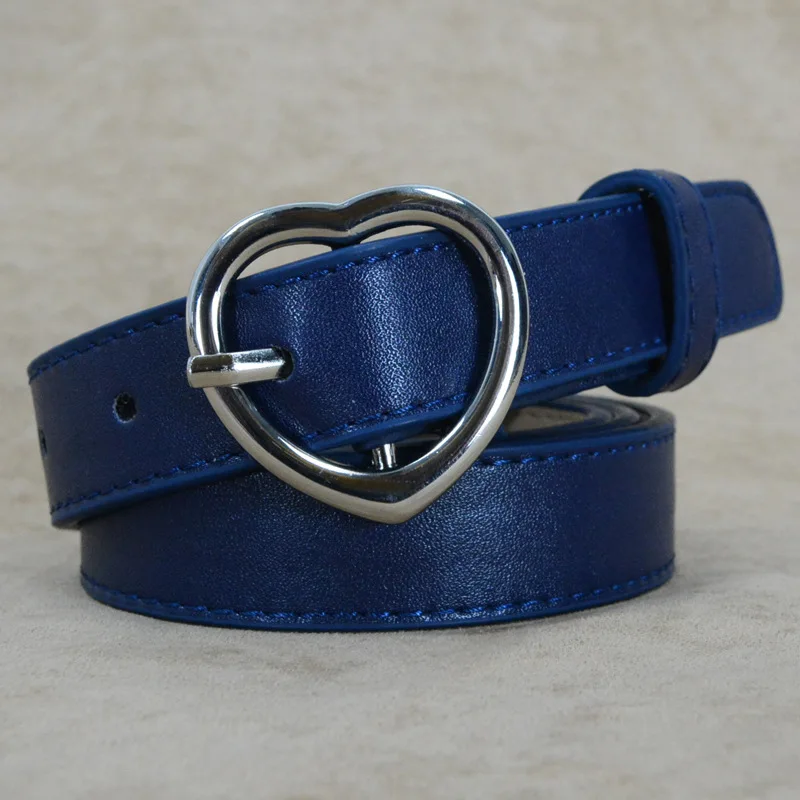 F dark blue Лучший YBt женский ремень пряжка Милая пряжка в форме сердца ремень Простой и стильный имитация кожи Женский Регулируемый ремень - Цвет: F dark blue