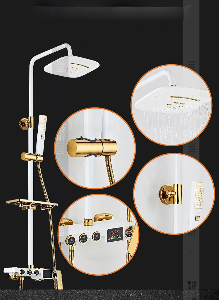 Смеситель для душа из латуни золотистый и белый цвета|Душевая система| |