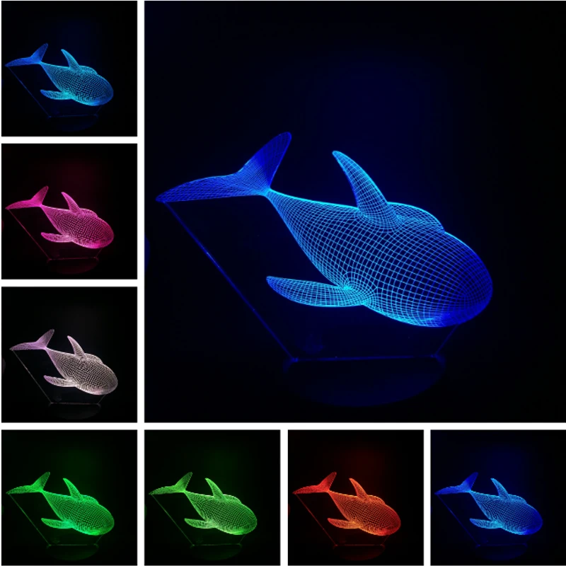 Милый КИТ 3D светодиодный светильник с животными Новинка Ночной Veilleuse игрушки на