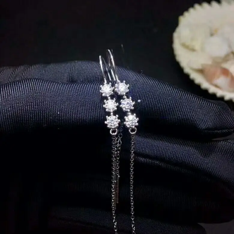 Верхнее качество Moissanite роскошные серьги-капли 925 стерлингового серебра модный длинный цепочки изысканное ювелирное изделие для женщин.